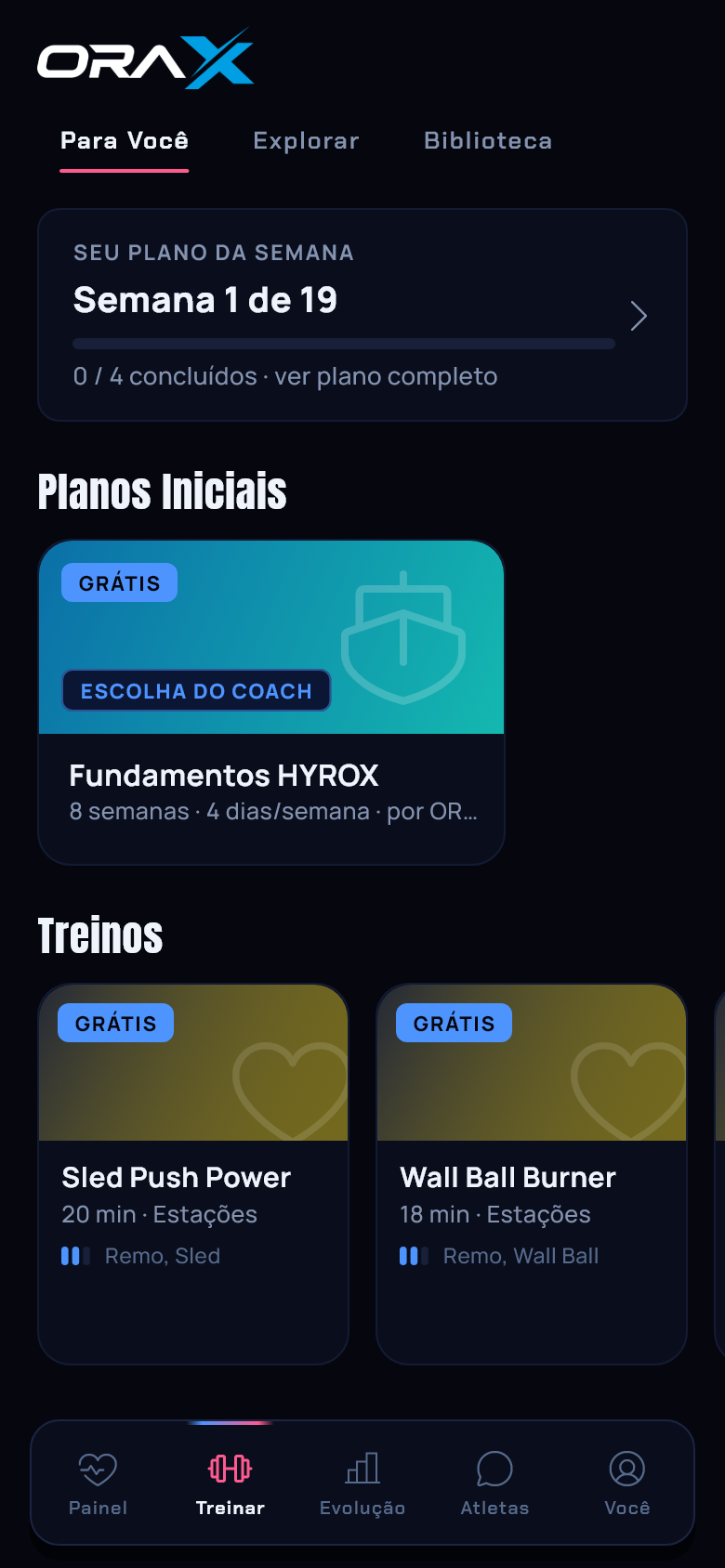 Tela do app ORAX